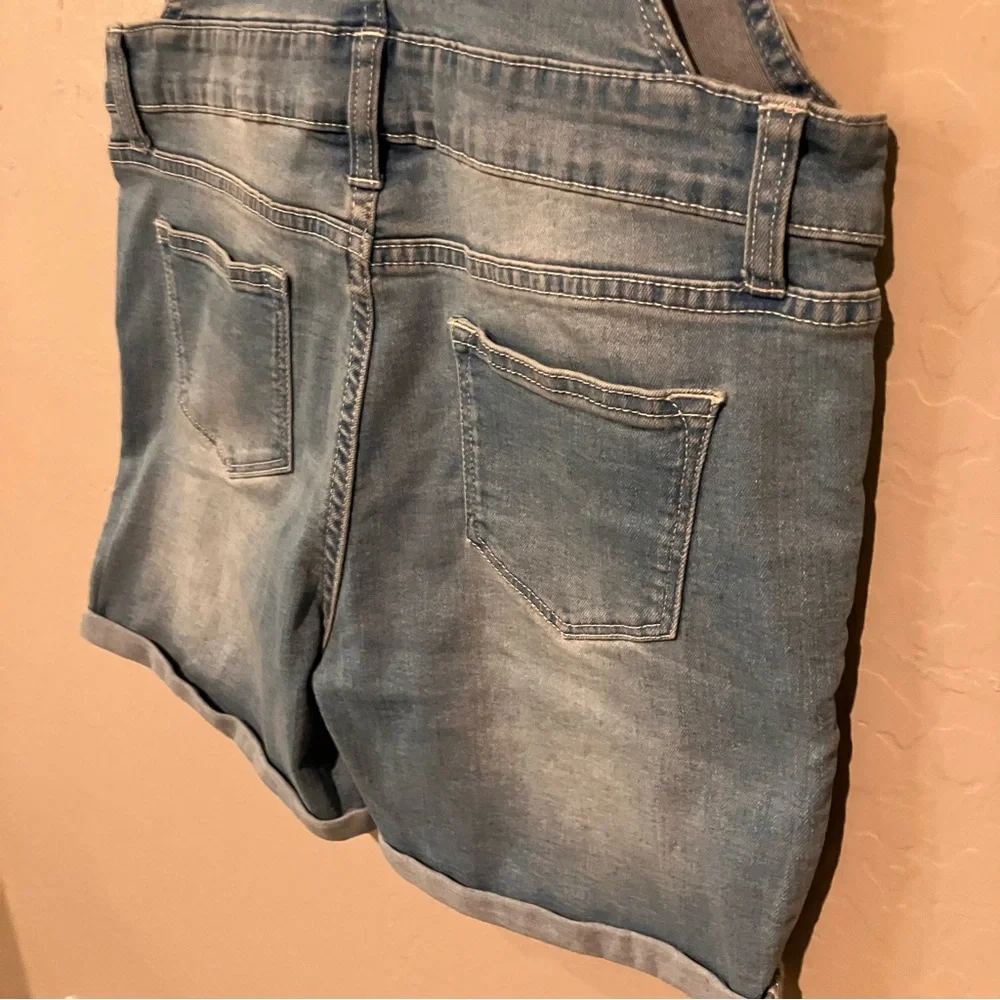 VIGOSS Girls Denim Heart Shaped Snap Overall Shorts Size Large 12/14